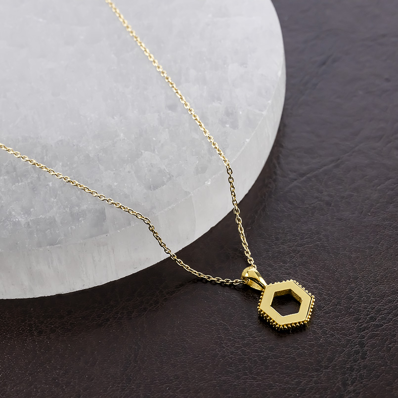 24金 ネックレス 純金 ペンダントトップ 六角形 金 ゴールド 24k ヘキサゴン ミル打ち お守り あすつく 男女兼用 シンプル 人気 おしゃれ 送料無料 セール saleの画像
