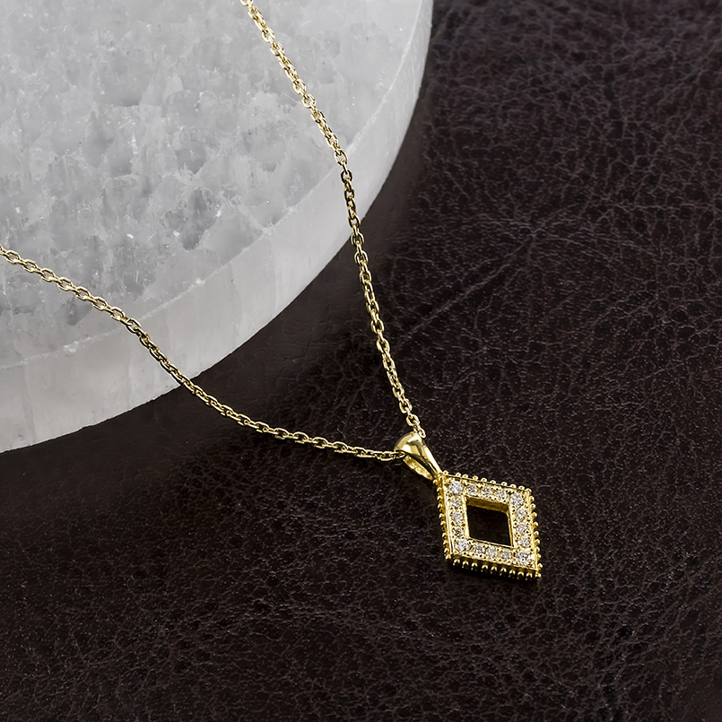 24金 ネックレス 純金 ダイヤモンド メンズ ペンダントトップ ひし形 金 ゴールド 24k 菱形 ミル打ち お守り シンプル 人気 おしゃれ 送料無料 セール saleの画像