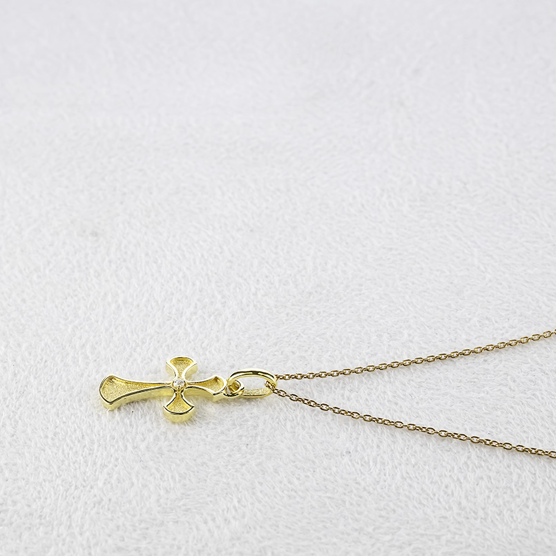 18金 ネックレス トップ クロス メンズ ダイヤモンド ペンダントトップ ゴールド 18k イエローゴールドk18 十字架 リバーシブル スタンダード 送料無料 セールの画像