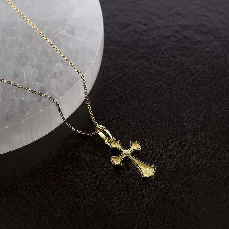 18金 ネックレス トップ クロス メンズ ダイヤモンド ペンダントトップ ゴールド 18k イエローゴールドk18 十字架 リバーシブル スタンダード 送料無料 セールの画像