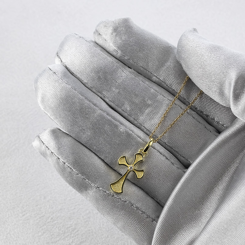 18金 ネックレス トップ クロス メンズ ダイヤモンド ペンダントトップ ゴールド 18k イエローゴールドk18 十字架 リバーシブル スタンダード 送料無料 セールの画像