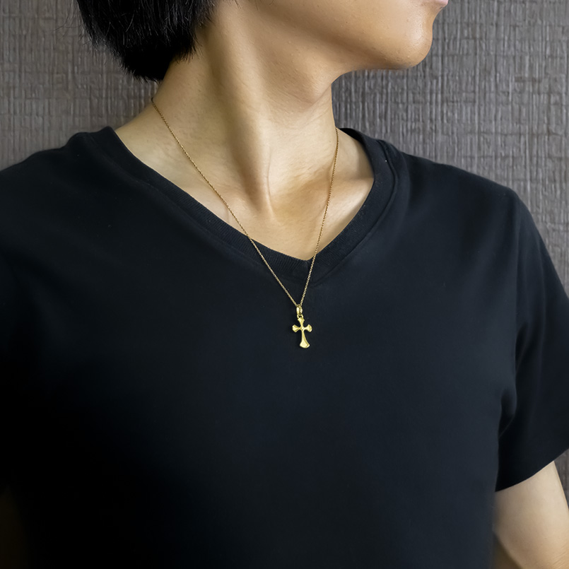18金 ネックレス トップ クロス メンズ ダイヤモンド ペンダントトップ ゴールド 18k イエローゴールドk18 十字架 リバーシブル スタンダード 送料無料 セールの画像