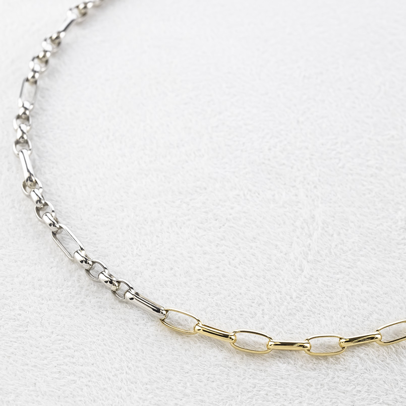 18金 プラチナ ネックレス チェーンのみ 60cm レディース 幅広 太め 地金 pt850 ゴールド 18k コンビ 中空 あずき アズキ ロングネックレス 送料無料 セール_9