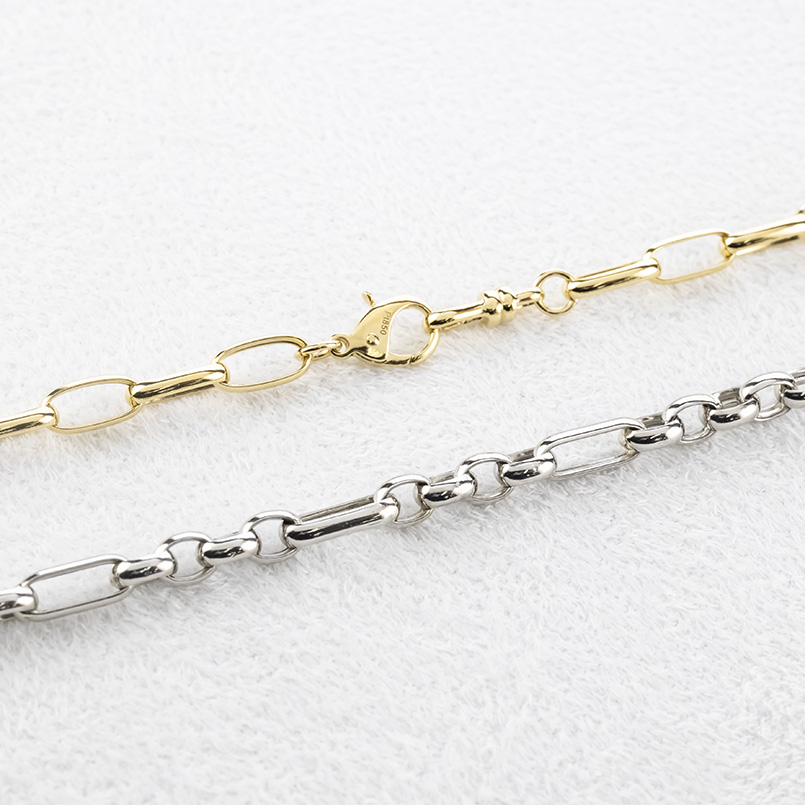 18金 プラチナ ネックレス チェーンのみ 60cm レディース 幅広 太め 地金 pt850 ゴールド 18k コンビ 中空 あずき アズキ ロングネックレス 送料無料 セール_8