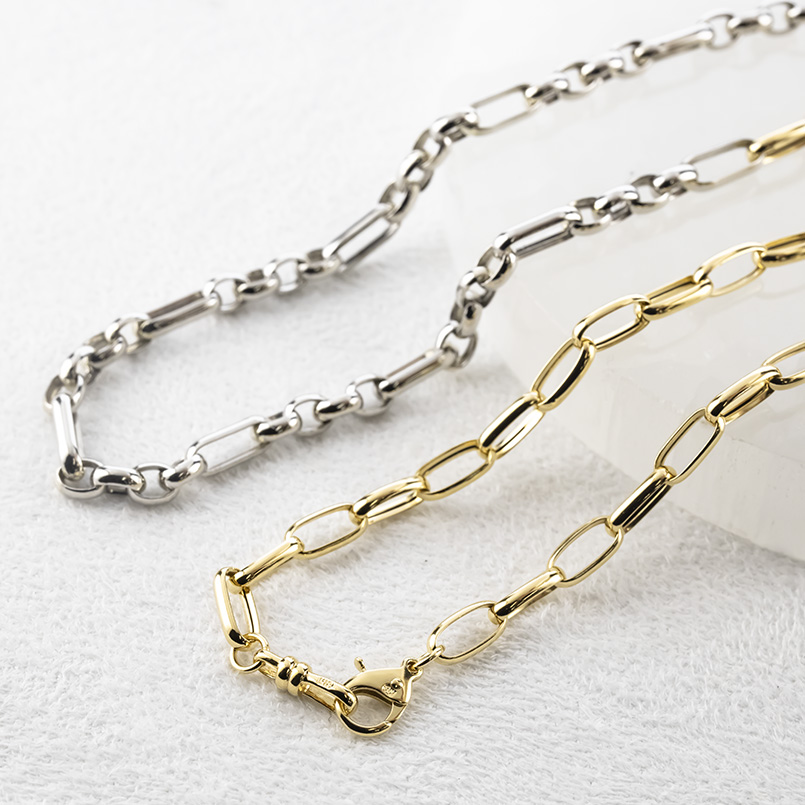 18金 プラチナ ネックレス チェーンのみ 60cm レディース 幅広 太め 地金 pt850 ゴールド 18k コンビ 中空 あずき アズキ ロングネックレス 送料無料 セール_6