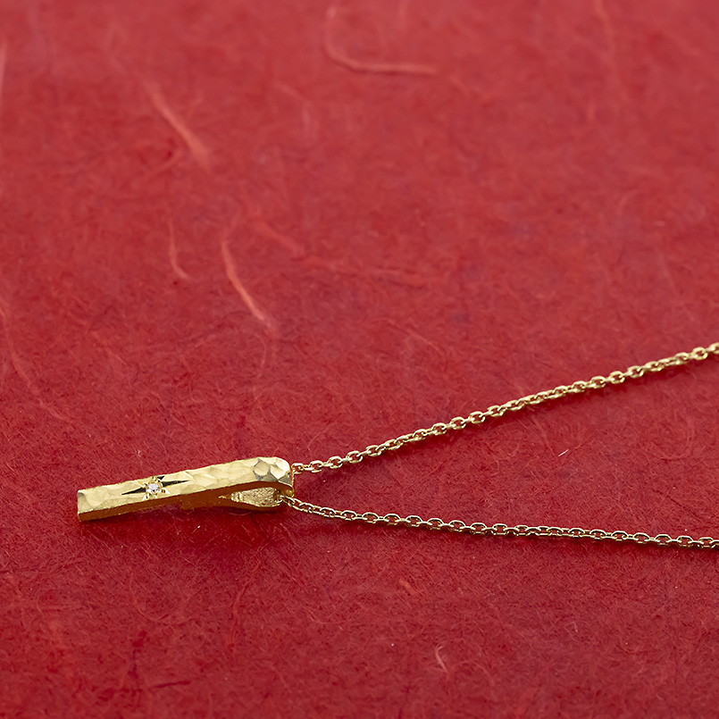 24金 ネックレス ペンダントトップ メンズ 純金 バーネックレス ダイヤモンド トップ 金 ゴールド 24K 槌目 槌打ち k24 あすつく シンプル 送料無料 セール saleの画像