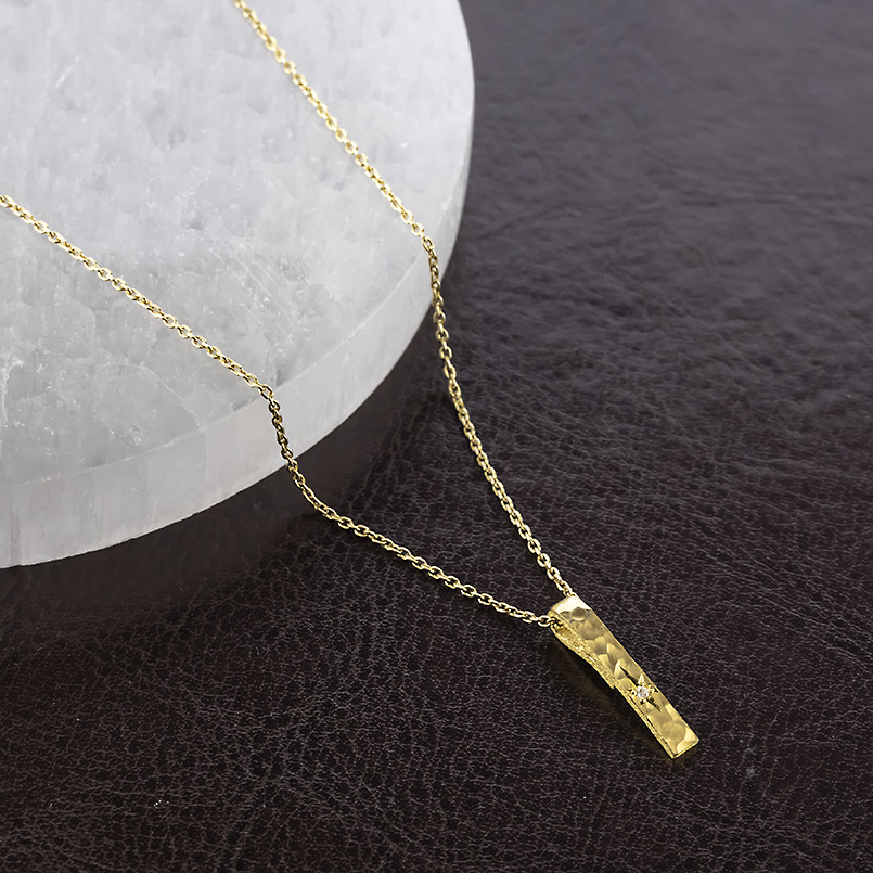 24金 ネックレス ペンダントトップ メンズ 純金 バーネックレス ダイヤモンド トップ 金 ゴールド 24K 槌目 槌打ち k24 あすつく シンプル 送料無料 セール saleの画像