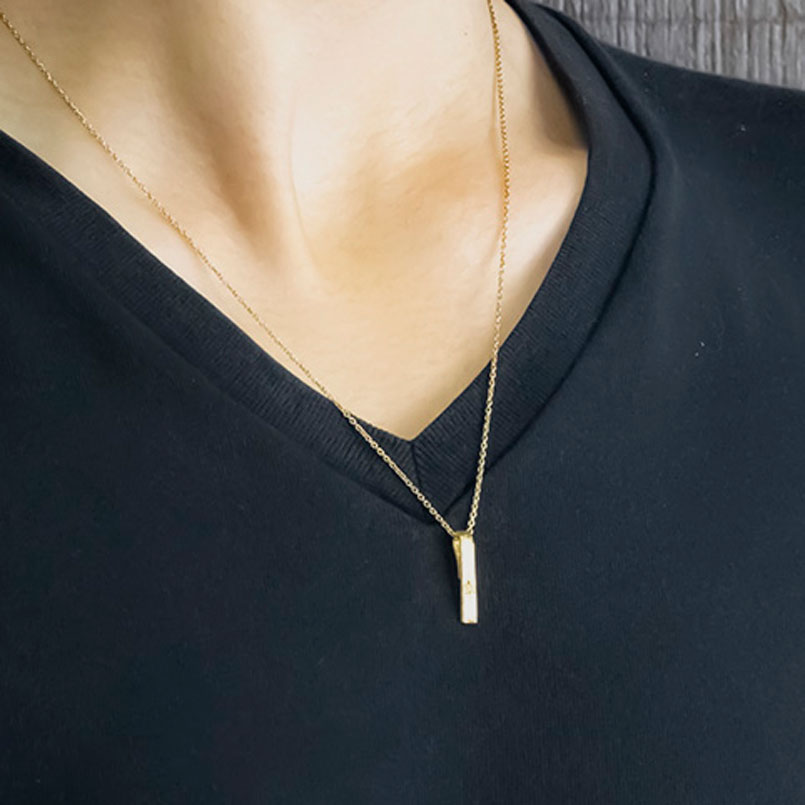 純金 ネックレス 24金 トップ レディース バー ダイヤモンド ゴールド 槌目 槌打ち ロック仕上げ 24K k24 シンプル あすつく 送料無料 人気 セール SALE_1