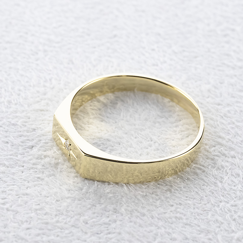 ジュエリー工房アトラス 18金 印台 リング ダイヤモンド 一粒 メンズ