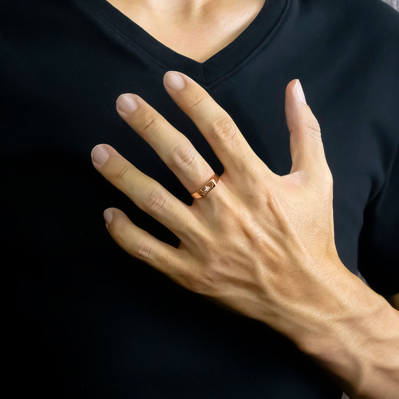 ジュエリー工房アトラス 18金 印台 リング ダイヤモンド 一粒 メンズ