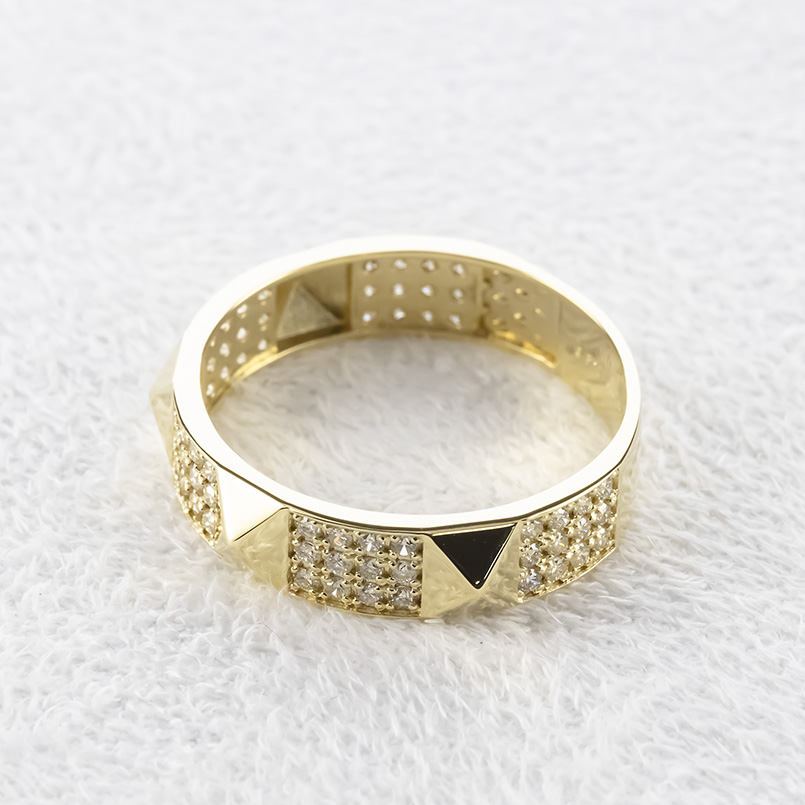 18金 リング ダイヤモンド 0.35ct メンズ 太め 幅広 ゴールド 18K 金 イエローゴールドK18 スタッズ 指輪 婚約指輪 シンプル 人気  送料無料 セール saleの画像