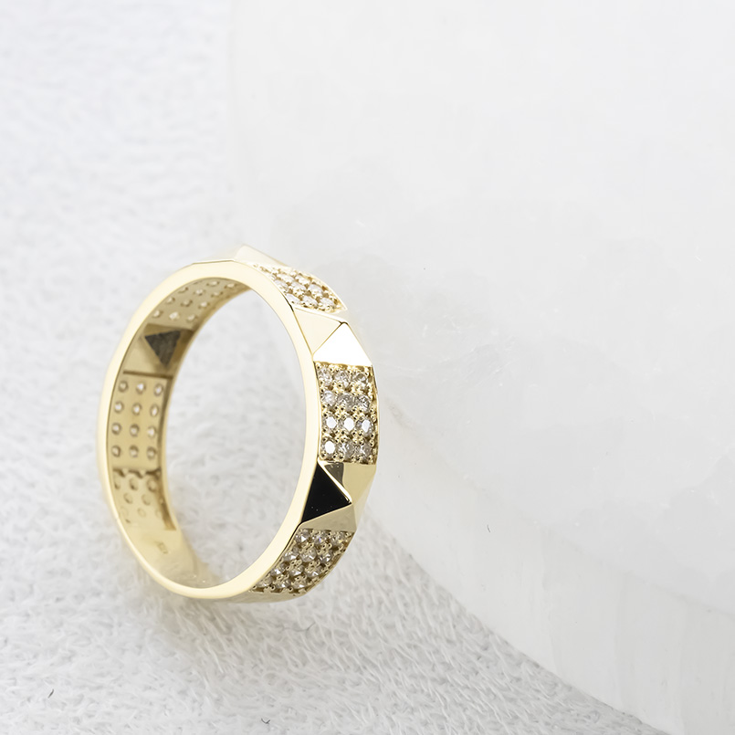 18金 リング ダイヤモンド 0.35ct メンズ 太め 幅広 ゴールド 18K 金 イエローゴールドK18 スタッズ 指輪 婚約指輪 シンプル 人気  送料無料 セール saleの画像