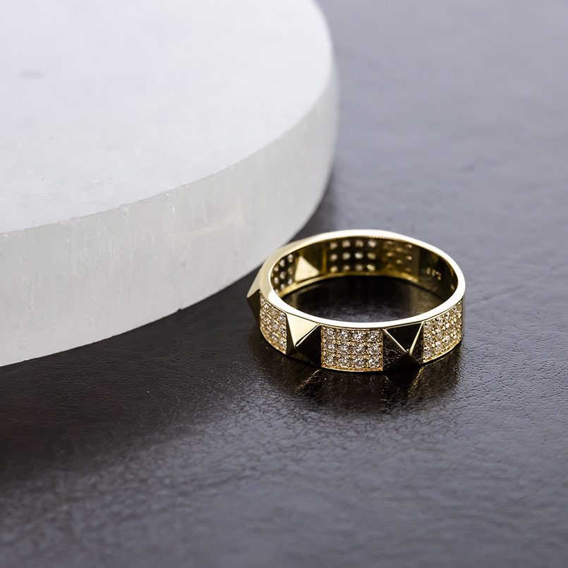 18金 リング ダイヤモンド 0.35ct メンズ 太め 幅広 ゴールド 18K 金 イエローゴールドK18 スタッズ 指輪 婚約指輪 シンプル 人気  送料無料 セール saleの画像