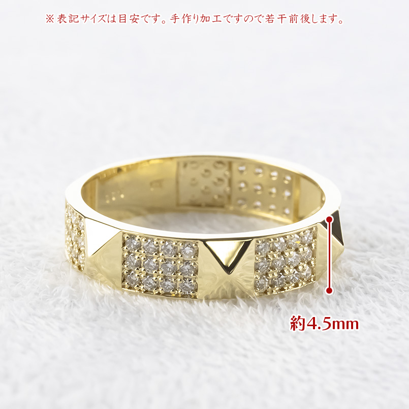 18金 リング ダイヤモンド 0.35ct メンズ 太め 幅広 ゴールド 18K 金 イエローゴールドK18 スタッズ 指輪 婚約指輪 シンプル 人気  送料無料 セール saleの画像