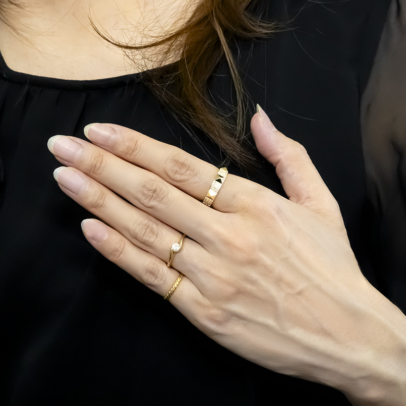 18金 リング ダイヤモンド 0.35ct メンズ 太め 幅広 ゴールド 18K 金 イエローゴールドK18 スタッズ 指輪 婚約指輪 シンプル 人気  送料無料 セール saleの画像