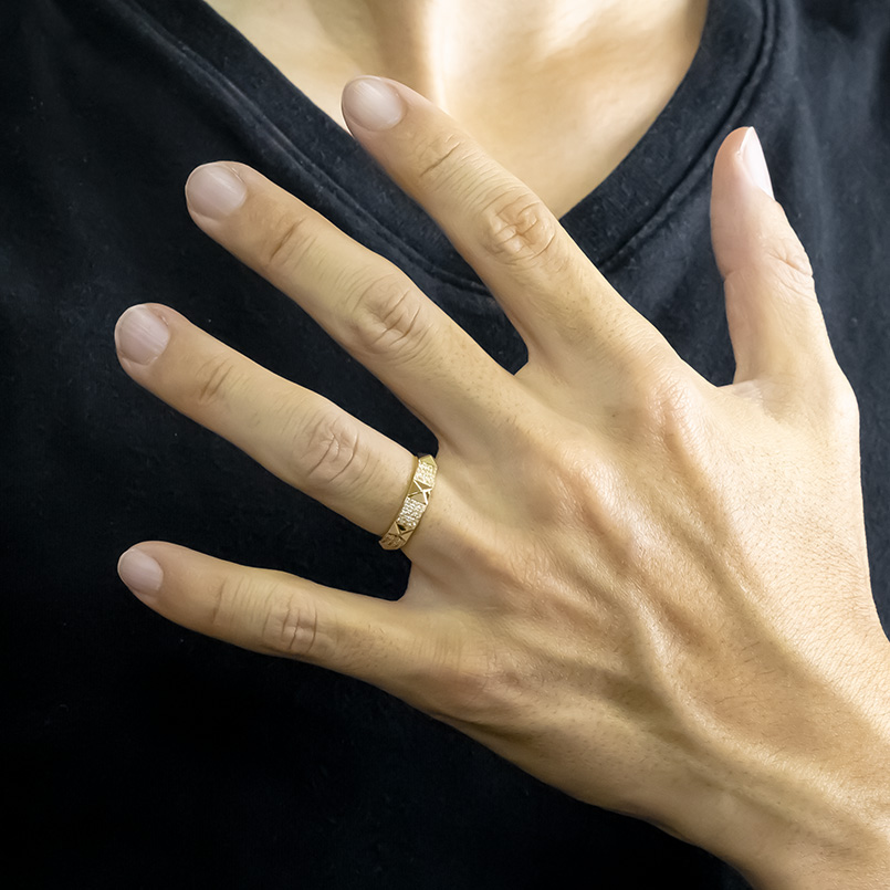 18金 リング ダイヤモンド 0.35ct メンズ 太め 幅広 ゴールド 18K 金 イエローゴールドK18 スタッズ 指輪 婚約指輪 シンプル 人気  送料無料 セール saleの画像
