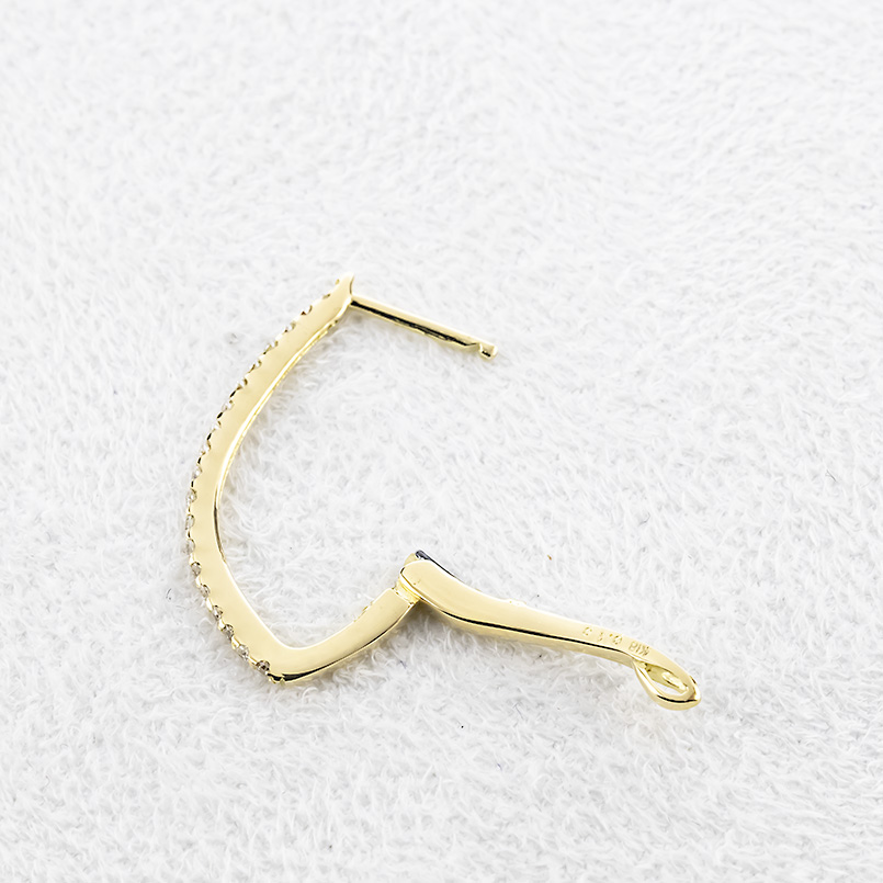 18金 フープピアス ダイヤモンド 0.2ct レディース 大ぶり ゴールド 18k バネ式 ピアス フープ ペア イエローゴールドk18 あすつく 送料無料 セール saleの画像