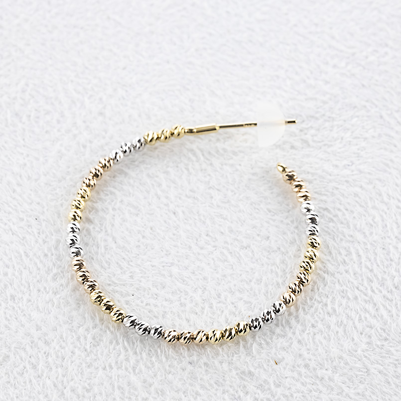 18金 フープピアス ミラーボール 大ぶり レディース 形状記憶 ゴールド 18k イエロー ピンク ホワイト コンビ ピアス フープ ペア スタッドピアス あすつく saleの画像