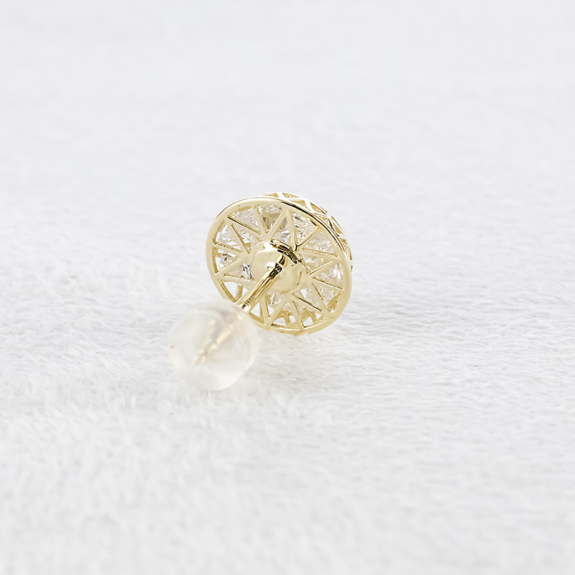 18金 ピアス レディース ペア キュービックジルコニア 透かし ゴールド 18k イエローゴールドK18 シンプル おしゃれ 人気 あすつく 送料無料 セール saleの画像