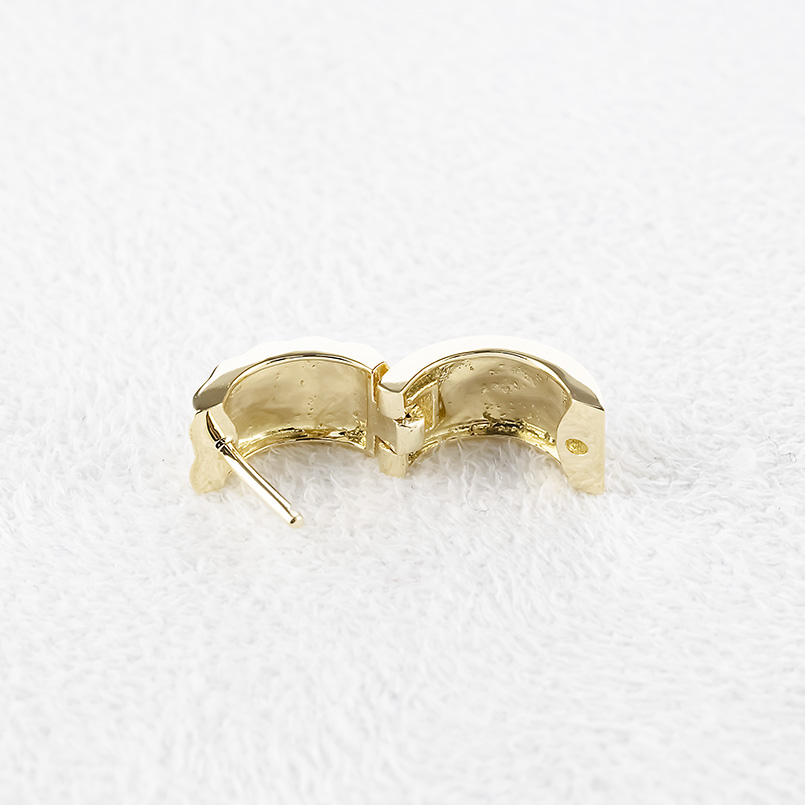 18金 フープピアス 片耳 中折れ式 ピアス 幅広 ゴールド 18k キルティング柄 普段使い イエローゴールドk18 シンプル あすつく 男女兼用 送料無料 セール saleの画像