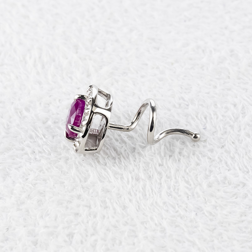 プラチナ ピアス ダイヤモンド ルビー レディース pt900 片耳 取り巻き