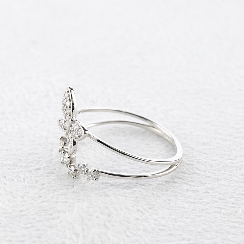 プラチナ リング 蝶 ダイヤモンド 0.30ct 2連 pt900 指輪 ピンキーリング 婚約指輪 バタフライ 人気 シンプル おしゃれ 送料無料 男女兼用 セール saleの画像
