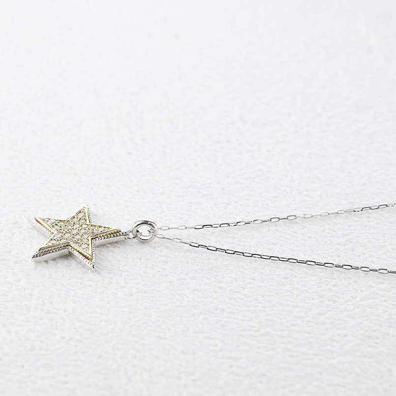 プラチナ 18金 星 ネックレス ペンダントトップ ダイヤモンド レディース pt900 ゴールド 18k チェーン pt850 トップ スター あすつく 送料無料 セール saleの画像