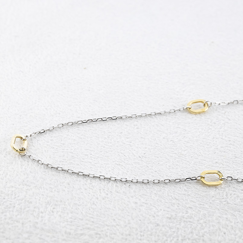 プラチナ 18金 ネックレス レディース チェーンのみ 45cm ゴールド 18k pt850 地金 コンビ 小豆 あずき アズキ 中空 ホローリンク 送料無料 セール SALE_8