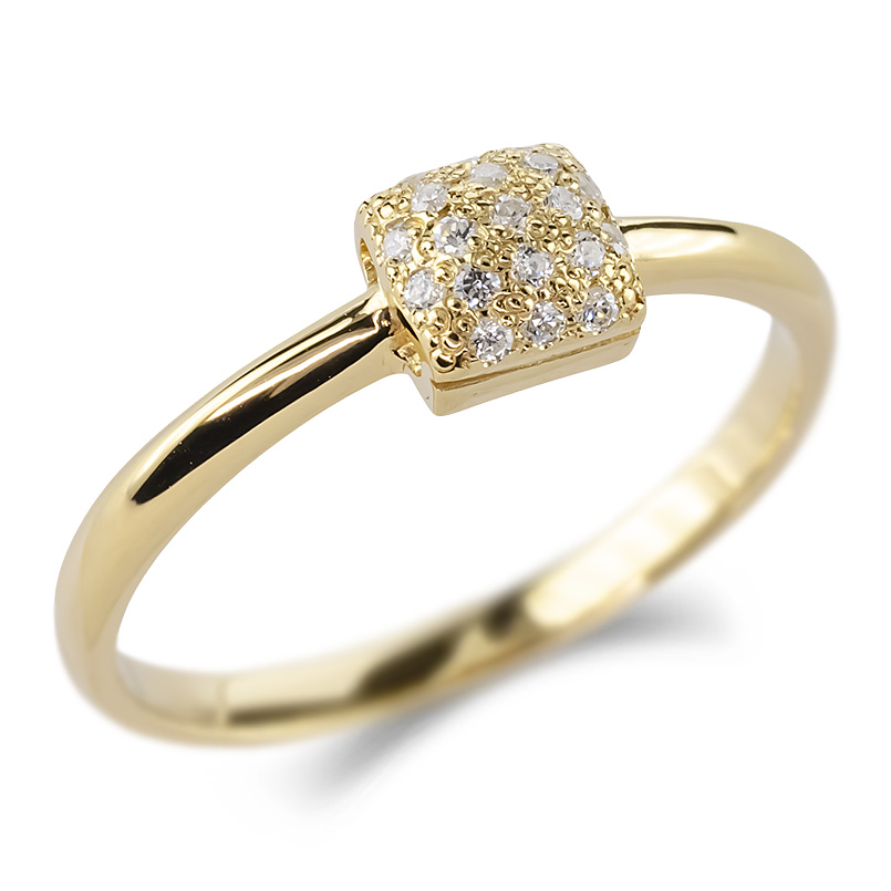 ゴールド パヴェ リング ダイヤモンド 0.10ct レディース 太め 10K 10