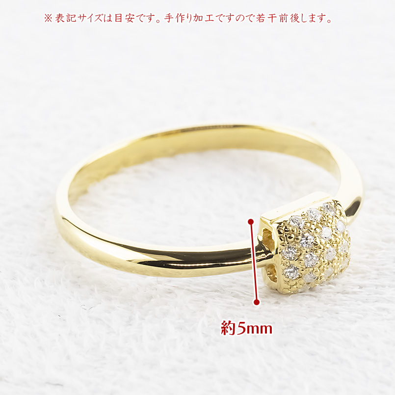 ゴールド パヴェ リング ダイヤモンド 0.10ct レディース 太め 10K 10