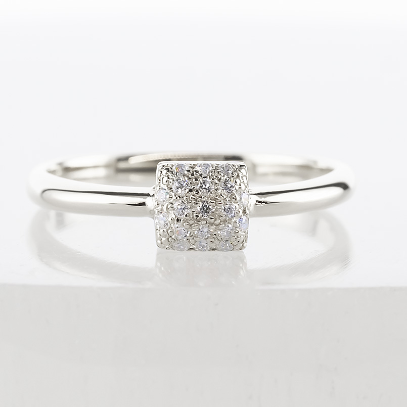 プラチナ パヴェ ピンキーリング ダイヤモンド 0.10ct レディース 太め pt900 スクエア 四角 指輪 ダイヤ リング 婚約指輪 シンプル 人気 送料無料 セール saleの画像