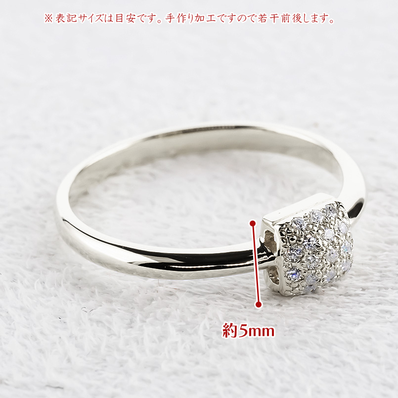プラチナ パヴェ ピンキーリング ダイヤモンド 0.10ct レディース 太め pt900 スクエア 四角 指輪 ダイヤ リング 婚約指輪 シンプル 人気 送料無料 セール saleの画像