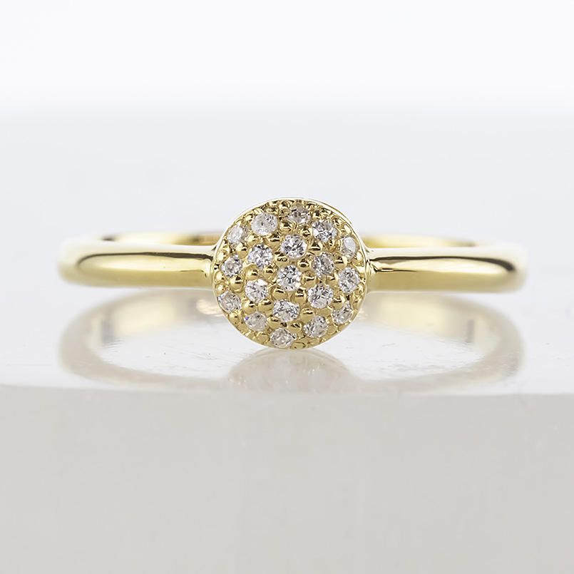 ゴールド パヴェ リング ダイヤモンド 0.10ct レディース 太め 10K 10金 ラウンド 丸 指輪 ダイヤ ピンキーリング 婚約指輪 シンプル 人気 送料無料 セール saleの画像