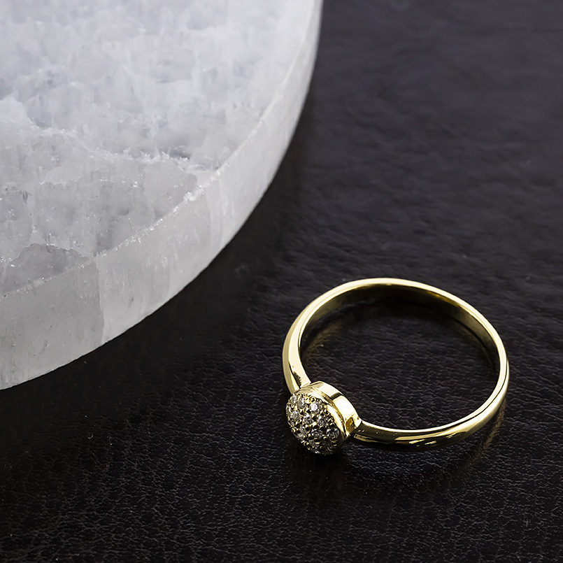 ゴールド パヴェ リング ダイヤモンド 0.10ct レディース 太め 10K 10金 ラウンド 丸 指輪 ダイヤ ピンキーリング 婚約指輪 シンプル 人気 送料無料 セール saleの画像
