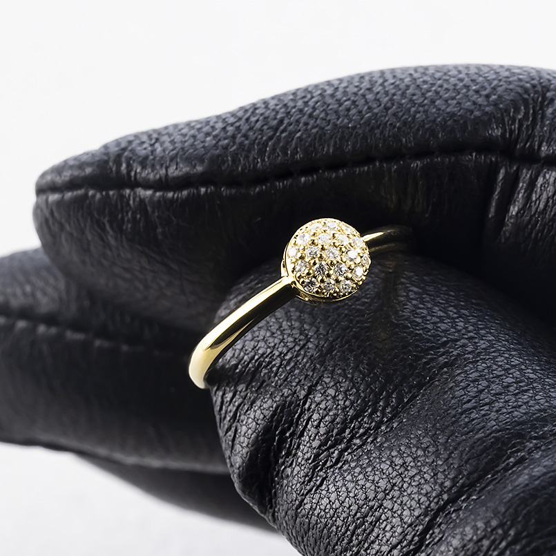 ゴールド パヴェ リング ダイヤモンド 0.10ct レディース 太め 10K 10金 ラウンド 丸 指輪 ダイヤ ピンキーリング 婚約指輪 シンプル 人気 送料無料 セール saleの画像