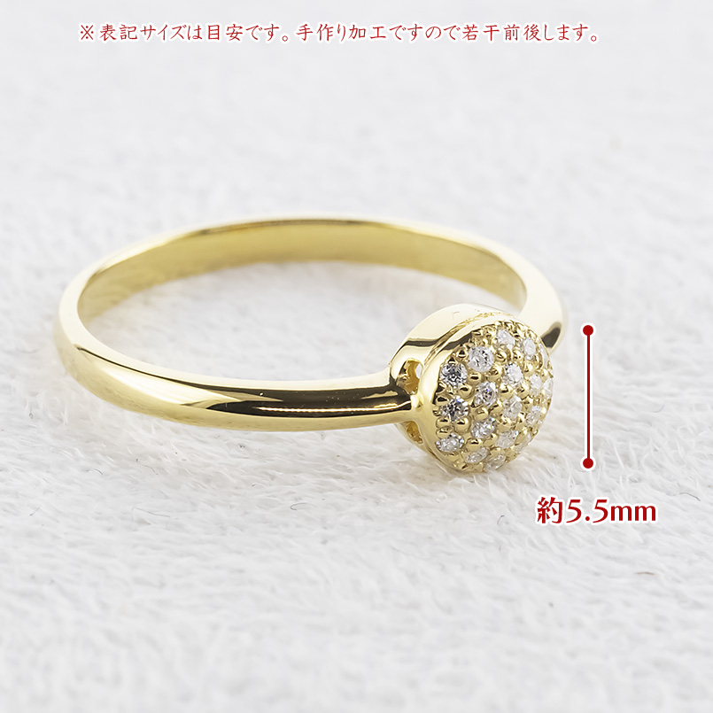 ゴールド パヴェ リング ダイヤモンド 0.10ct レディース 太め 10K 10金 ラウンド 丸 指輪 ダイヤ ピンキーリング 婚約指輪 シンプル 人気 送料無料 セール saleの画像