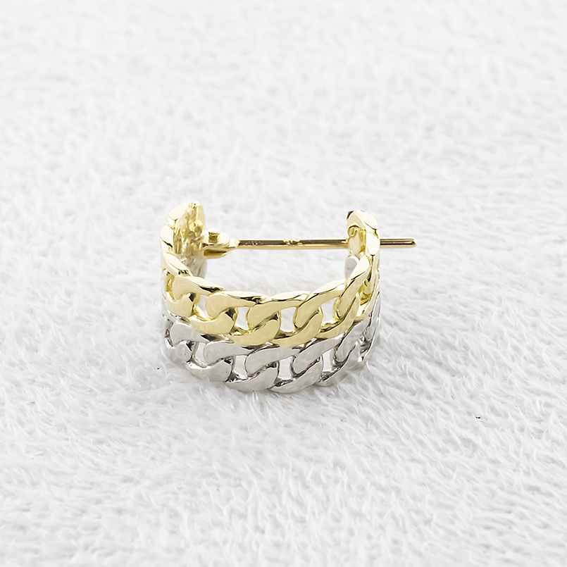 18金 プラチナ 喜平 フープピアス 2連 レディース 片耳 幅広 ゴールド 18k ピアス イエローゴールドk18 pt900 キヘイ あすつく シンプル 送料無料 セール saleの画像