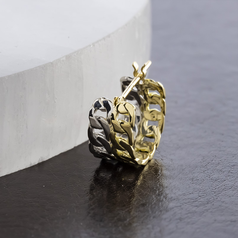 18金 プラチナ 喜平 フープピアス 2連 レディース 片耳 幅広 ゴールド 18k ピアス イエローゴールドk18 pt900 キヘイ あすつく シンプル 送料無料 セール saleの画像