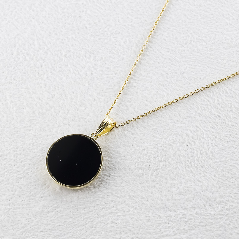 18金 馬 ネックレス トップ ダイヤモンド オニキス ペンダントトップ ゴールド 18k 金 メンズ ホース サークル シンプル あすつく 送料無料 セール saleの画像