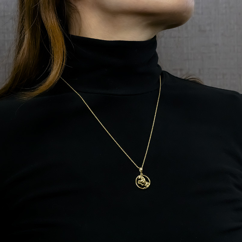 18金 馬 ネックレス トップ ダイヤモンド オニキス ペンダントトップ ゴールド 18k 金 メンズ ホース サークル シンプル あすつく 送料無料 セール saleの画像