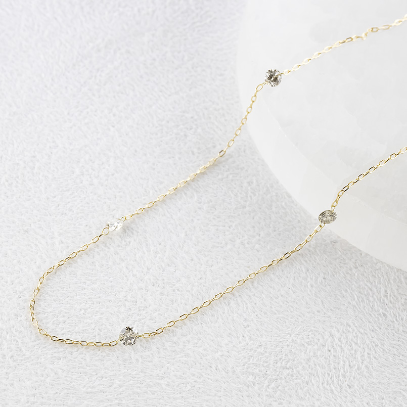 18金 ネックレス ダイヤモンド 1.5ct チェーンのみ 70cm スライド式 レディース ステーションネックレス チェーン ゴールド 18k あすつく 送料無料 セール SALE