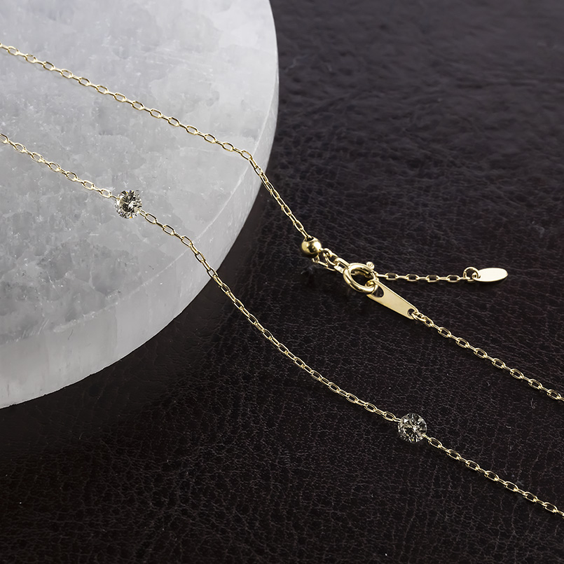 18金 ネックレス ダイヤモンド 1.5ct チェーンのみ 70cm スライド式 レディース ステーションネックレス チェーン ゴールド 18k あすつく 送料無料 セール SALE