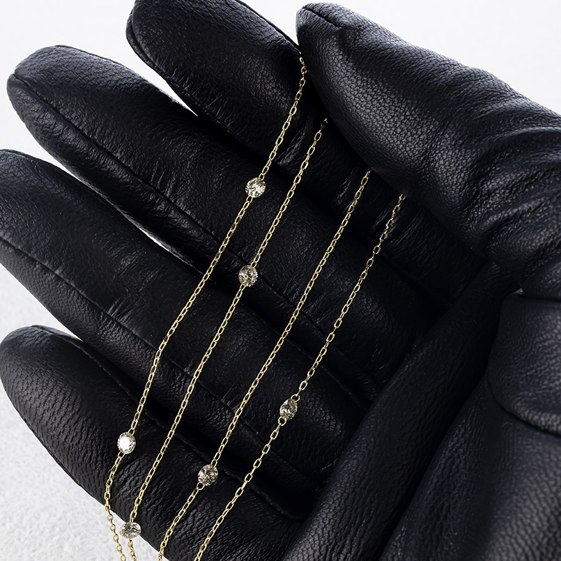 18金 ネックレス ダイヤモンド 1.5ct チェーンのみ 70cm スライド式 レディース ステーションネックレス チェーン ゴールド 18k あすつく 送料無料 セール SALE