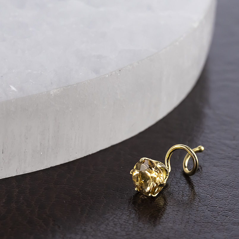 18金 ピアス インペリアルトパーズ レディース 片耳 ゴールド 18k つけっぱなし 簡単装着 キャッチのいらないピアス キャッチナッシャー あすつく セール saleの画像
