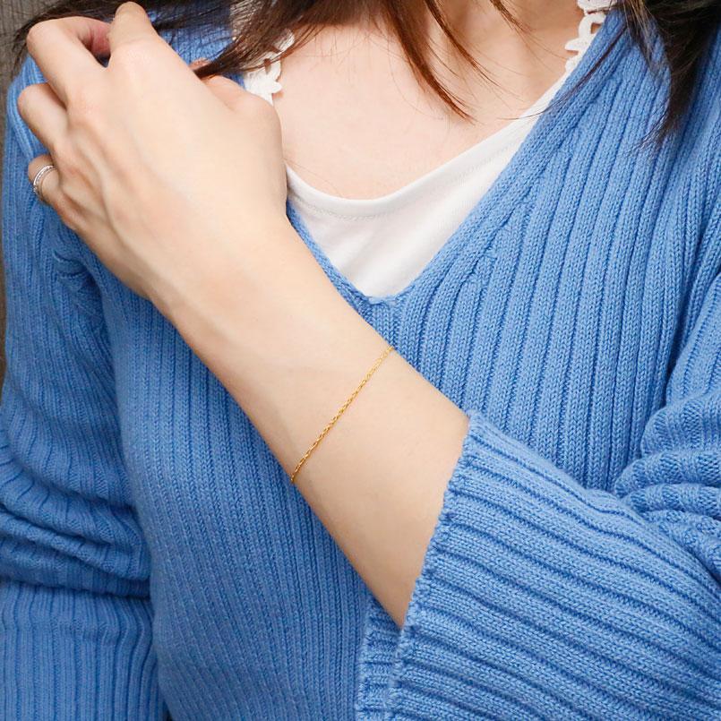 24金ゴールド ブレスレット16cm ジュエリー工房アトラス 24金 ブレスレット 純金 チェーンのみ 16cm