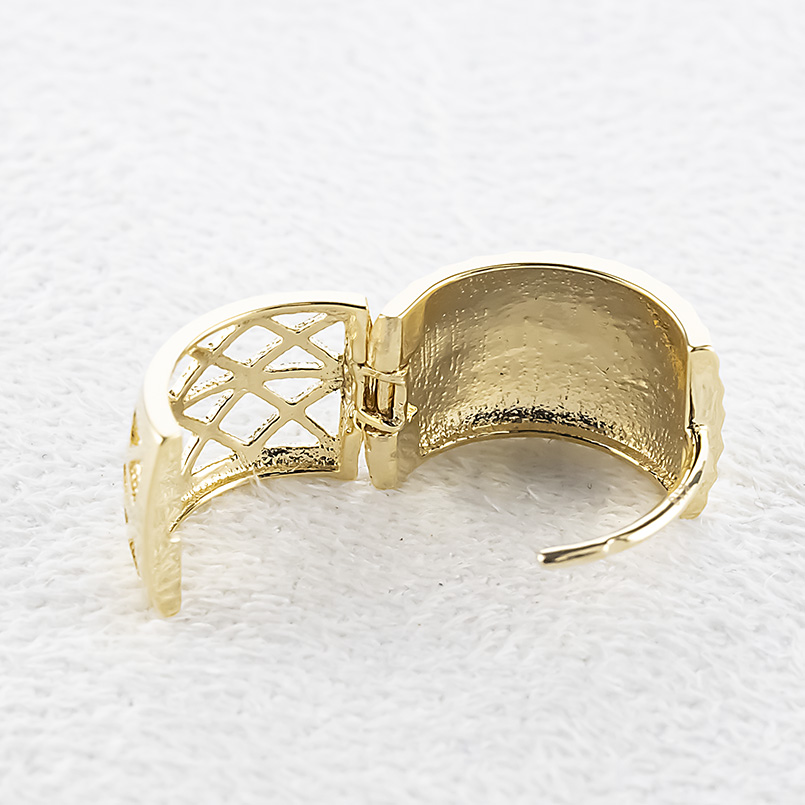 18金 フープピアス レディース 片耳 中折れ式 ピアス 幅広 透かし ゴールド 18k ミラーカット イエローゴールドk18 地金 人気 あすつく 送料無料 セール saleの画像