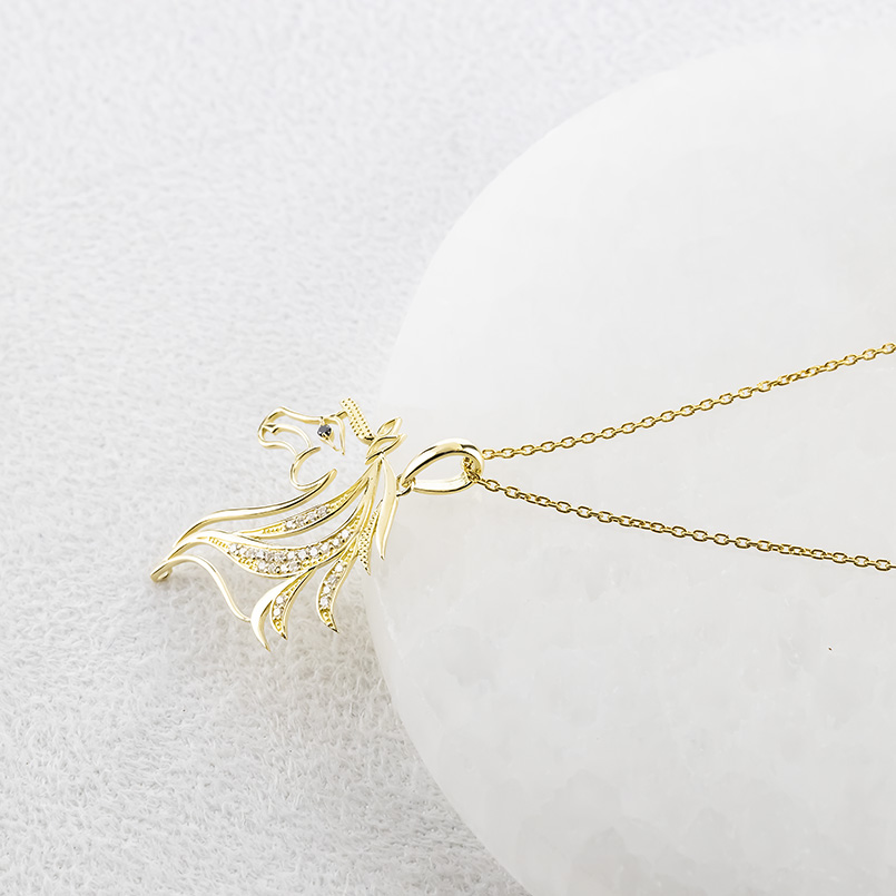 18金 馬 ネックレス トップ ダイヤモンド 0.14ct レディース ペンダントトップ 大ぶり 大きめ ゴールド 18k 透かし ホース あすつく 送料無料 セール saleの画像
