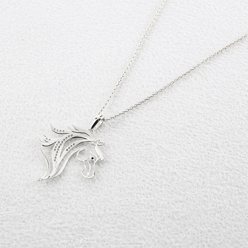 プラチナ 馬 ネックレス トップ ダイヤモンド 0.14ct レディース ペンダントトップ 大ぶり 大きめ pt900 透かし ホース シンプル あすつく 送料無料 セール saleの画像