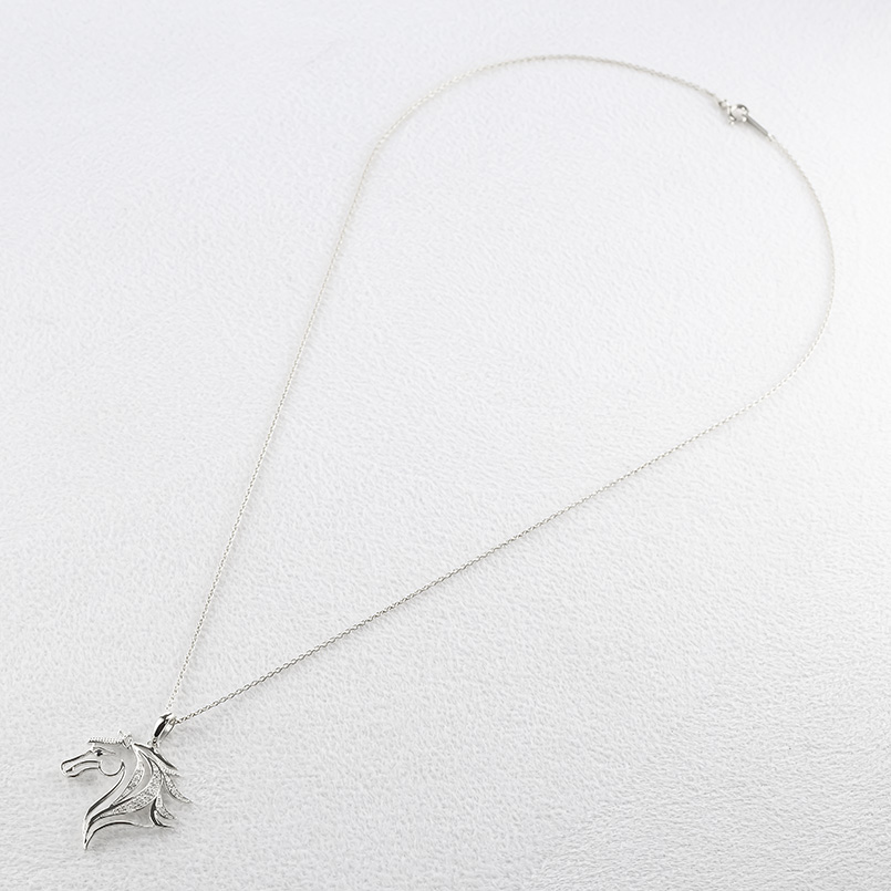 プラチナ 馬 ネックレス トップ ダイヤモンド 0.14ct レディース ペンダントトップ 大ぶり 大きめ pt900 透かし ホース シンプル あすつく 送料無料 セール saleの画像