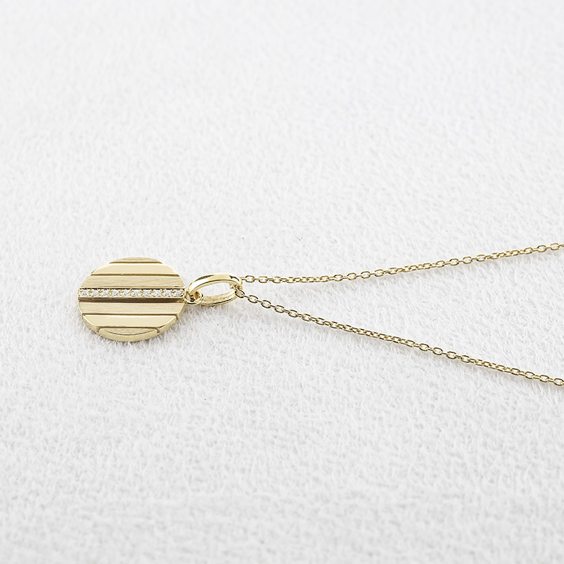 18金 ネックレス ダイヤモンド メンズ ペンダントトップ 大ぶり ゴールド 18k 大きめ ストライプ サークル プレート コイン型 ラウンド 送料無料 セール saleの画像